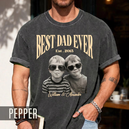 Custom Dad Vintage Photo Shirt, Fathers Day Shirt With Kids Pictures, Best Dad Ever Shirt