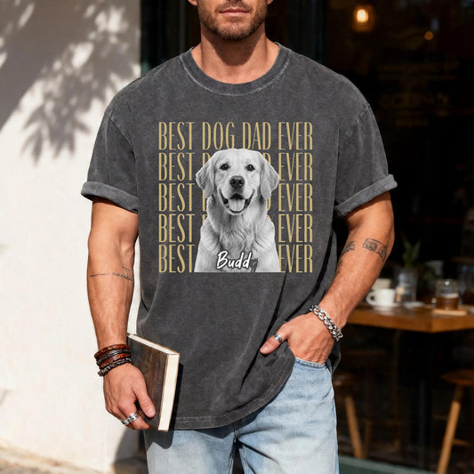 Personalized Dog Photo Dad Shirt, Custom Pet Picture Tee, Husband Present from Wife