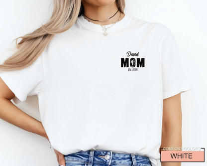 Personalized Mom Est Year Shirt for New Pregnant Mother, Custom Child Name New Mama Tee