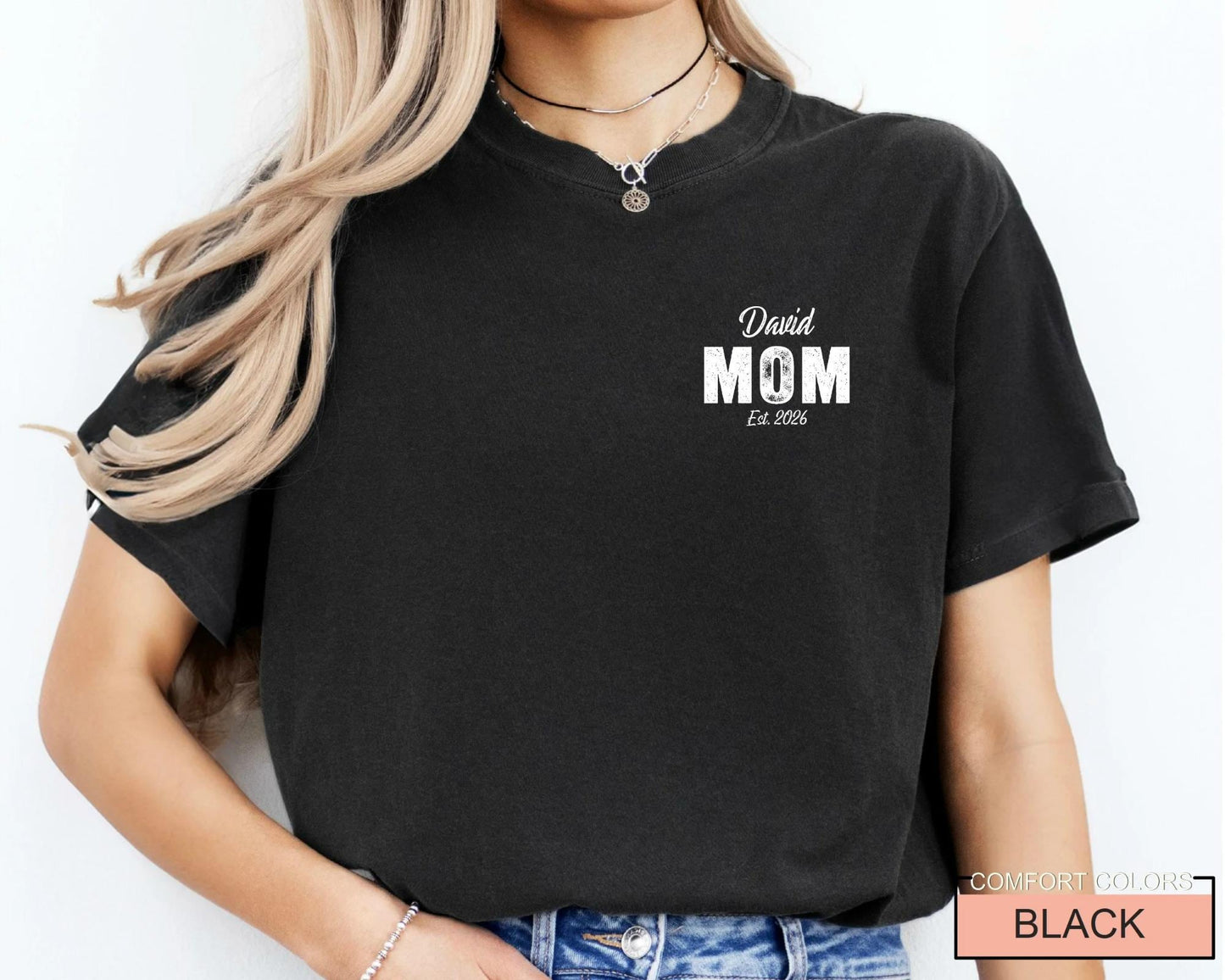 Personalized Mom Est Year Shirt for New Pregnant Mother, Custom Child Name New Mama Tee