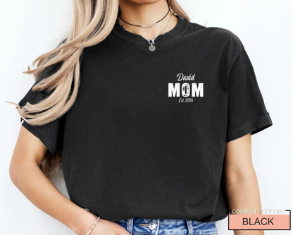 Personalized Mom Est Year Shirt for New Pregnant Mother, Custom Child Name New Mama Tee