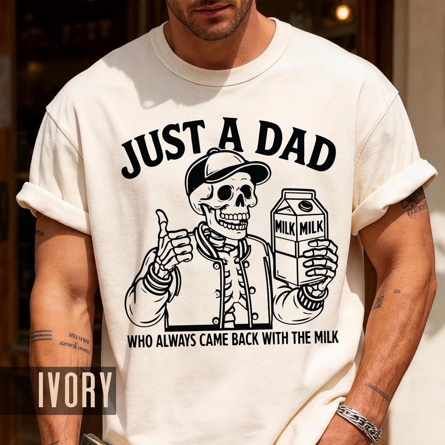 Skeleton Dad Milk Run T-Shirt, Father's Day Bigfoot Lover Gift