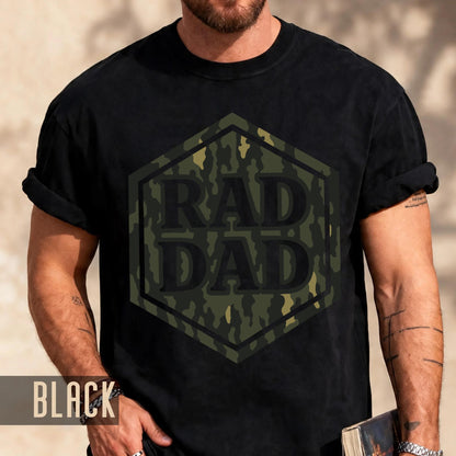 Rad Dad Camouflage Print Shirt, Military Father Patriotic Dad Gift, First Fathers Day Present, Gift for Husband, Rad Dad Camo Shirt