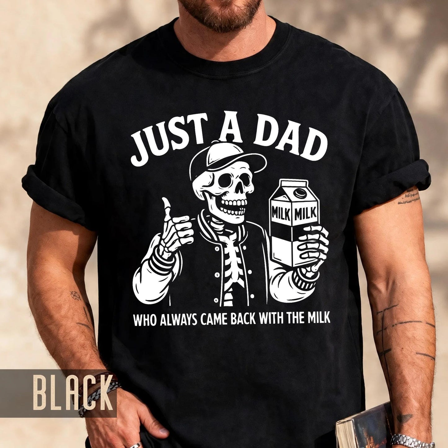 Skeleton Dad Milk Run T-Shirt, Father's Day Bigfoot Lover Gift