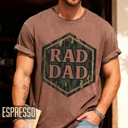Rad Dad Camouflage Print Shirt, Military Father Patriotic Dad Gift, First Fathers Day Present, Gift for Husband, Rad Dad Camo Shirt