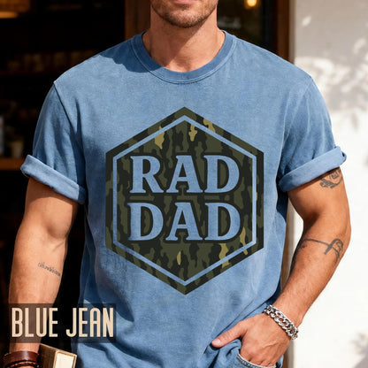Rad Dad Camouflage Print Shirt, Military Father Patriotic Dad Gift, First Fathers Day Present, Gift for Husband, Rad Dad Camo Shirt