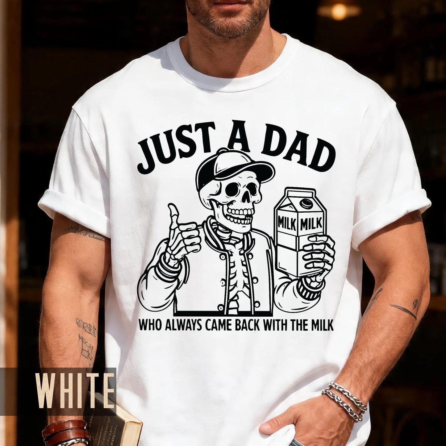 Skeleton Dad Milk Run T-Shirt, Father's Day Bigfoot Lover Gift