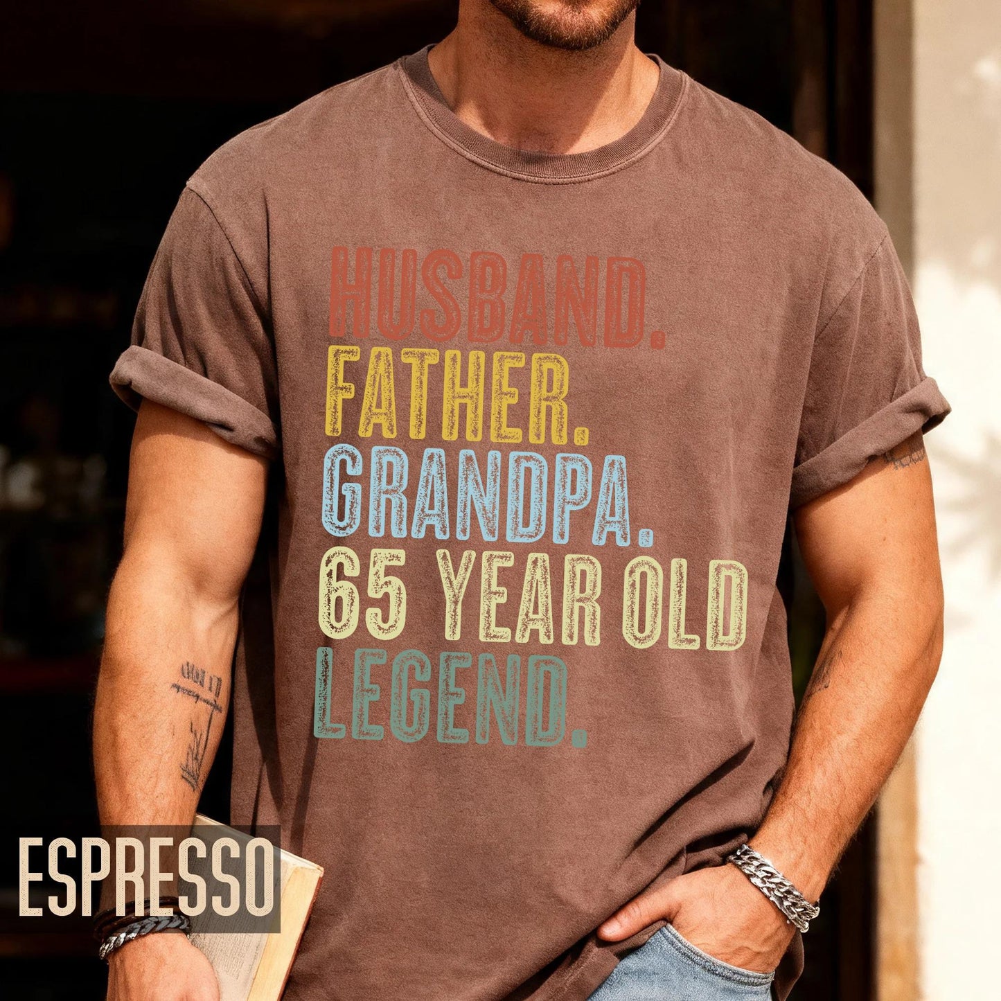 65 Year Old Birthday T-Shirt, Husband Father Grandpa Legend Tee