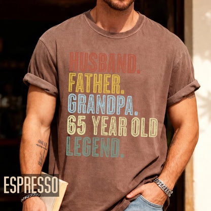 65 Year Old Birthday T-Shirt, Husband Father Grandpa Legend Tee