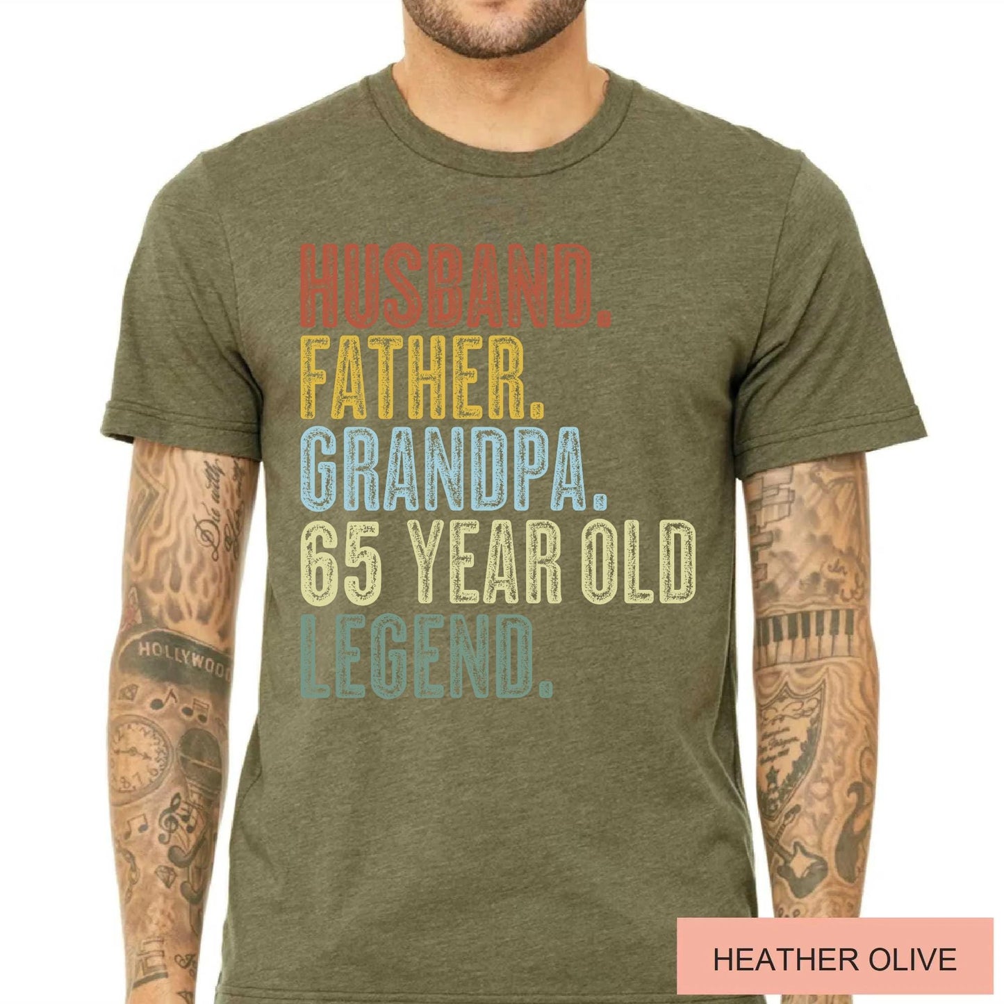 65 Year Old Birthday T-Shirt, Husband Father Grandpa Legend Tee