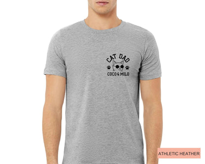 Custom Cat Dad Shirt, Personalized Kitten Lover Tee with Cat Names