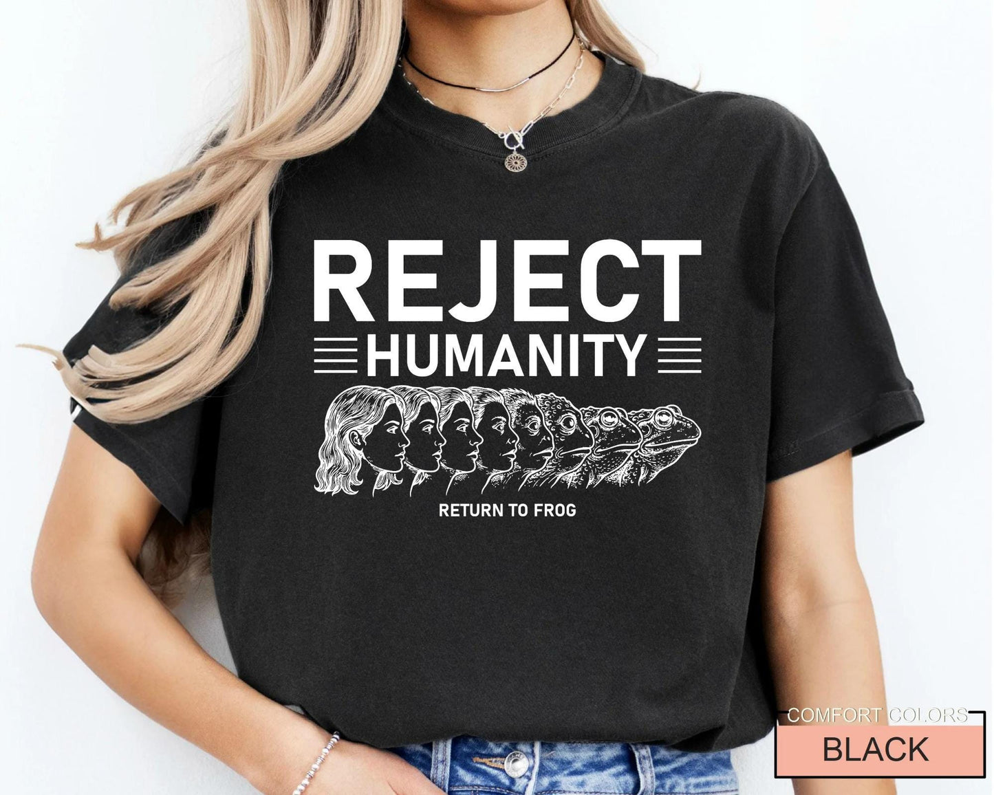Reject Humanity Return To Frog Shirt, Funny Meme Frog Lover Reverse Evolution Tee