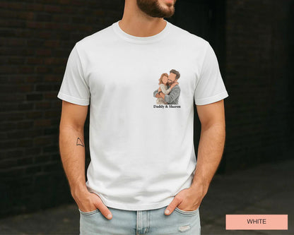 Custom Faceless Daddy and Kid Portrait Shirt, Personalized Father Daughter Photo Illustration Tee