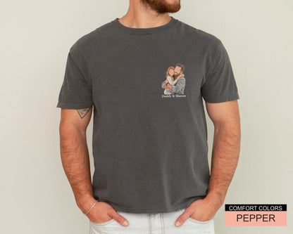 Custom Faceless Daddy and Kid Portrait Shirt, Personalized Father Daughter Photo Illustration Tee