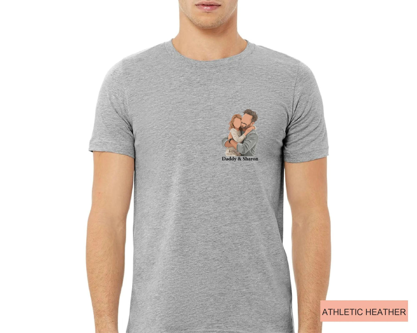 Custom Faceless Daddy and Kid Portrait Shirt, Personalized Father Daughter Photo Illustration Tee