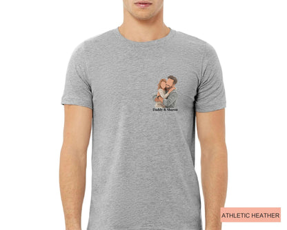 Custom Faceless Daddy and Kid Portrait Shirt, Personalized Father Daughter Photo Illustration Tee