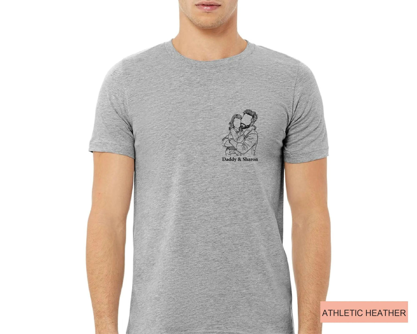 Custom Drawing Portrait Shirt, Personalized Father Daughter Outline Tee