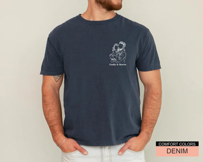 Custom Drawing Portrait Shirt, Personalized Father Daughter Outline Tee
