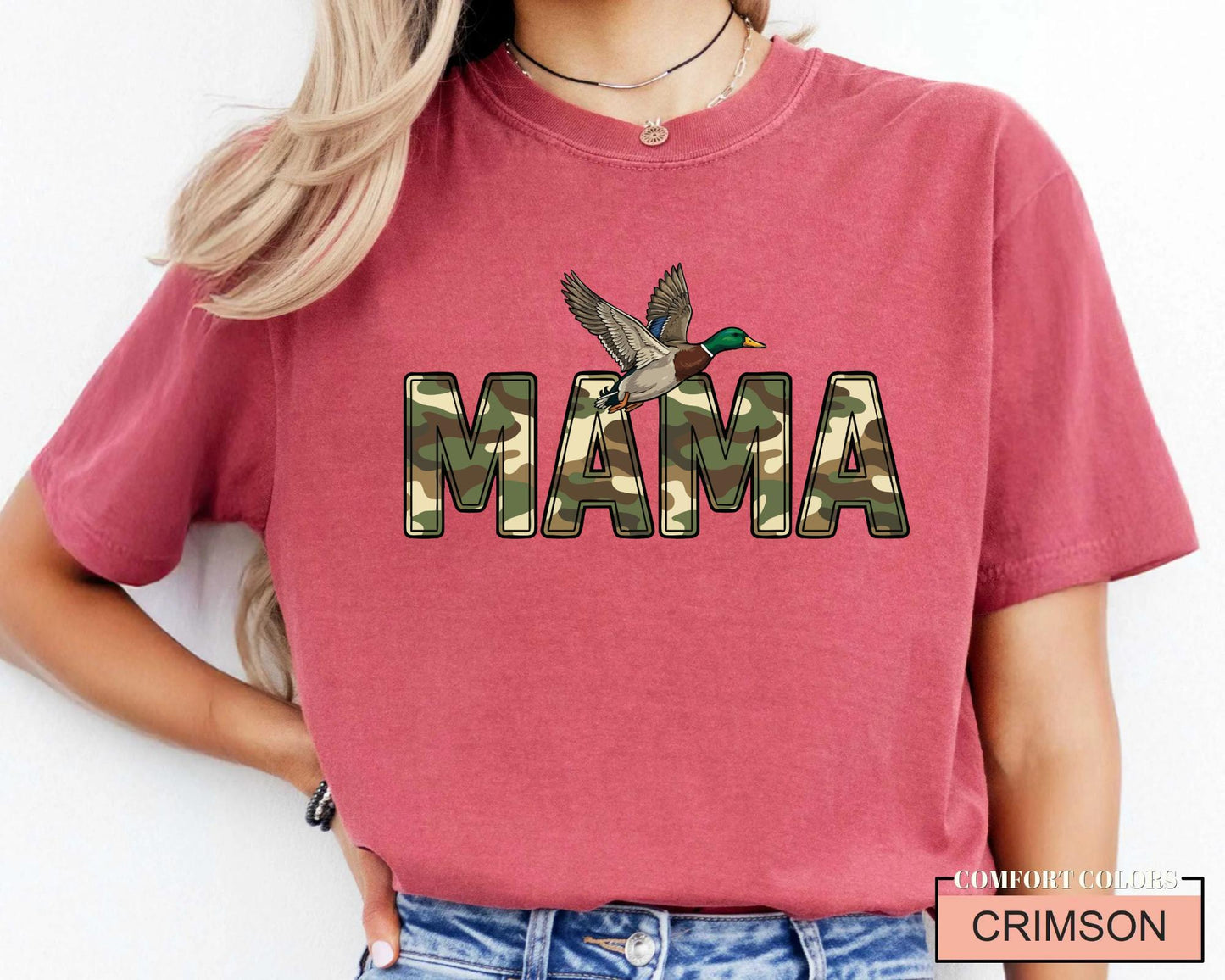 Camo Duck Hunting Mama Shirt, Camouflage Mallard Duck Tee for Mom