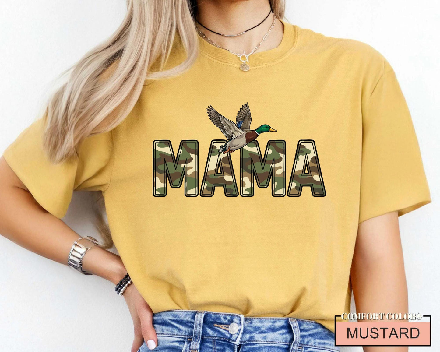 Camo Duck Hunting Mama Shirt, Camouflage Mallard Duck Tee for Mom