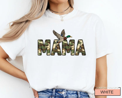 Camo Duck Hunting Mama Shirt, Camouflage Mallard Duck Tee for Mom