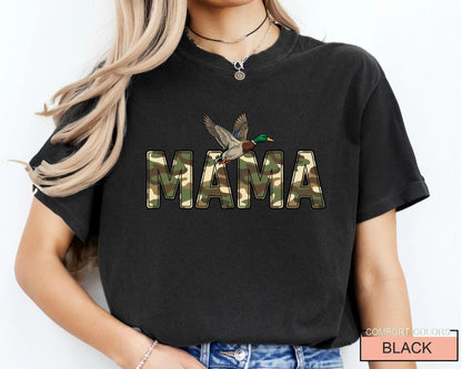 Camo Duck Hunting Mama Shirt, Camouflage Mallard Duck Tee for Mom