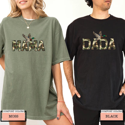 Camo Duck Hunting Mama & Dada Matching Couples T-Shirt