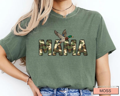 Camo Duck Hunting Mama Shirt, Camouflage Mallard Duck Tee for Mom