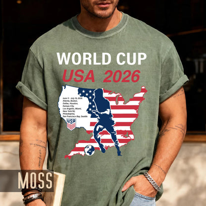 World Cup USA 2026 Soccer Shirt, United States Football Tournament Tee, Host Cities Fan Gear Top, Patriotic American Flag Map