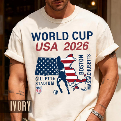Boston World Cup USA 2026 Soccer Shirt, Gillette Stadium Massachusetts Football Tee, Boston Host City Soccer Fan Top