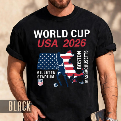 Boston World Cup USA 2026 Soccer Shirt, Gillette Stadium Massachusetts Football Tee, Boston Host City Soccer Fan Top