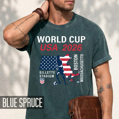 Boston World Cup USA 2026 Soccer Shirt, Gillette Stadium Massachusetts Football Tee, Boston Host City Soccer Fan Top