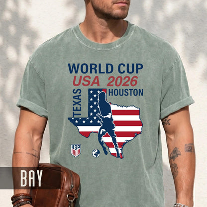 World Cup USA 2026 Houston Texas Map Shirt, Soccer Fan Travel Souvenir Tee