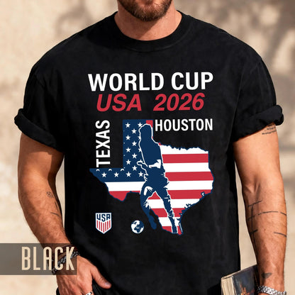 World Cup USA 2026 Houston Texas Map Shirt, Soccer Fan Travel Souvenir Tee