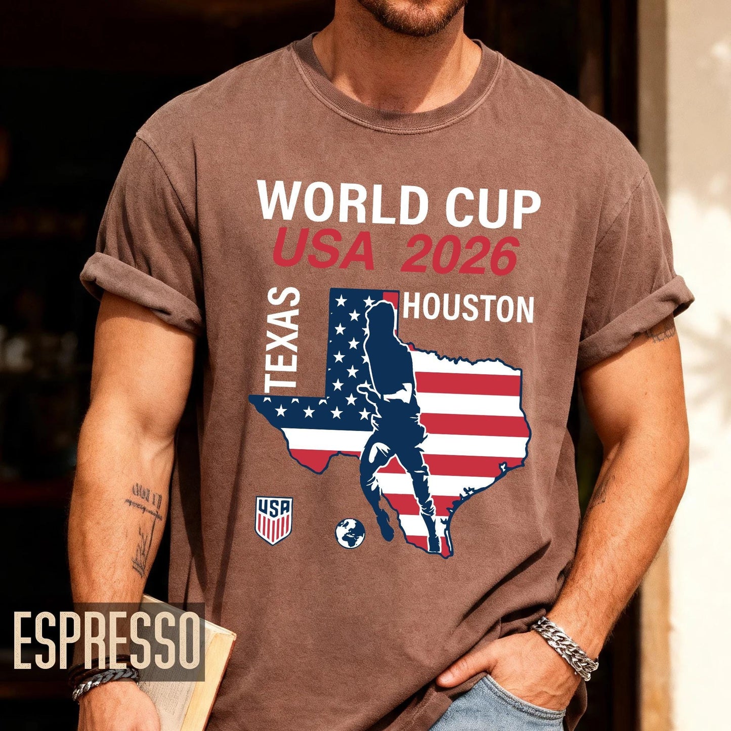 World Cup USA 2026 Houston Texas Map Shirt, Soccer Fan Travel Souvenir Tee