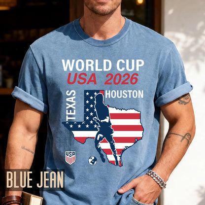 World Cup USA 2026 Houston Texas Map Shirt, Soccer Fan Travel Souvenir Tee