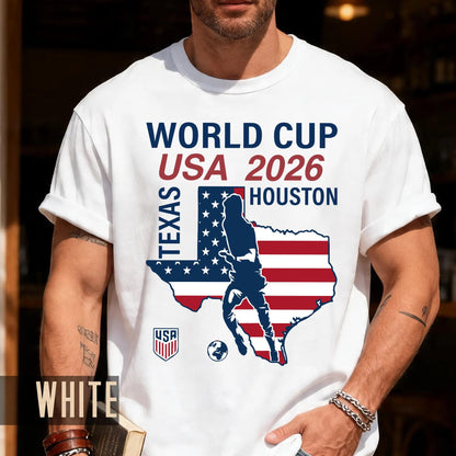World Cup USA 2026 Houston Texas Map Shirt, Soccer Fan Travel Souvenir Tee