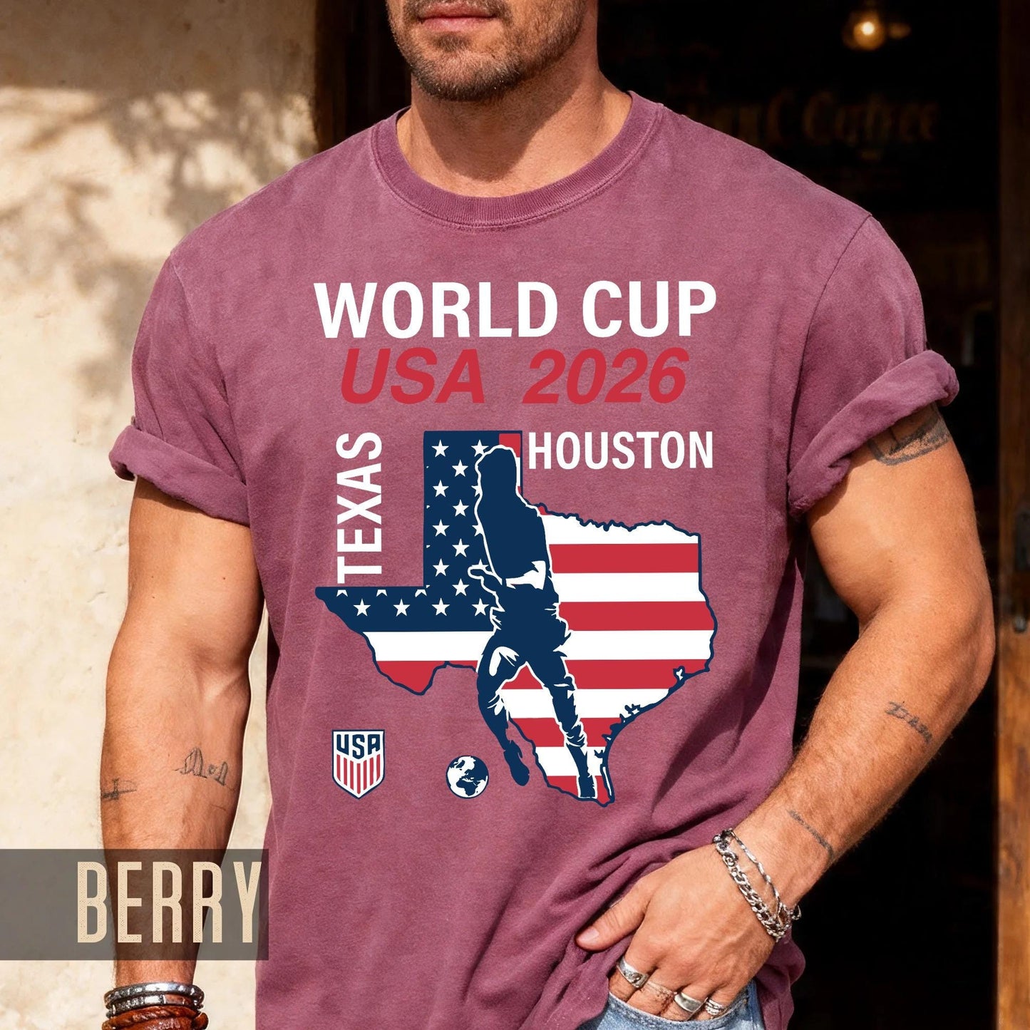 World Cup USA 2026 Houston Texas Map Shirt, Soccer Fan Travel Souvenir Tee