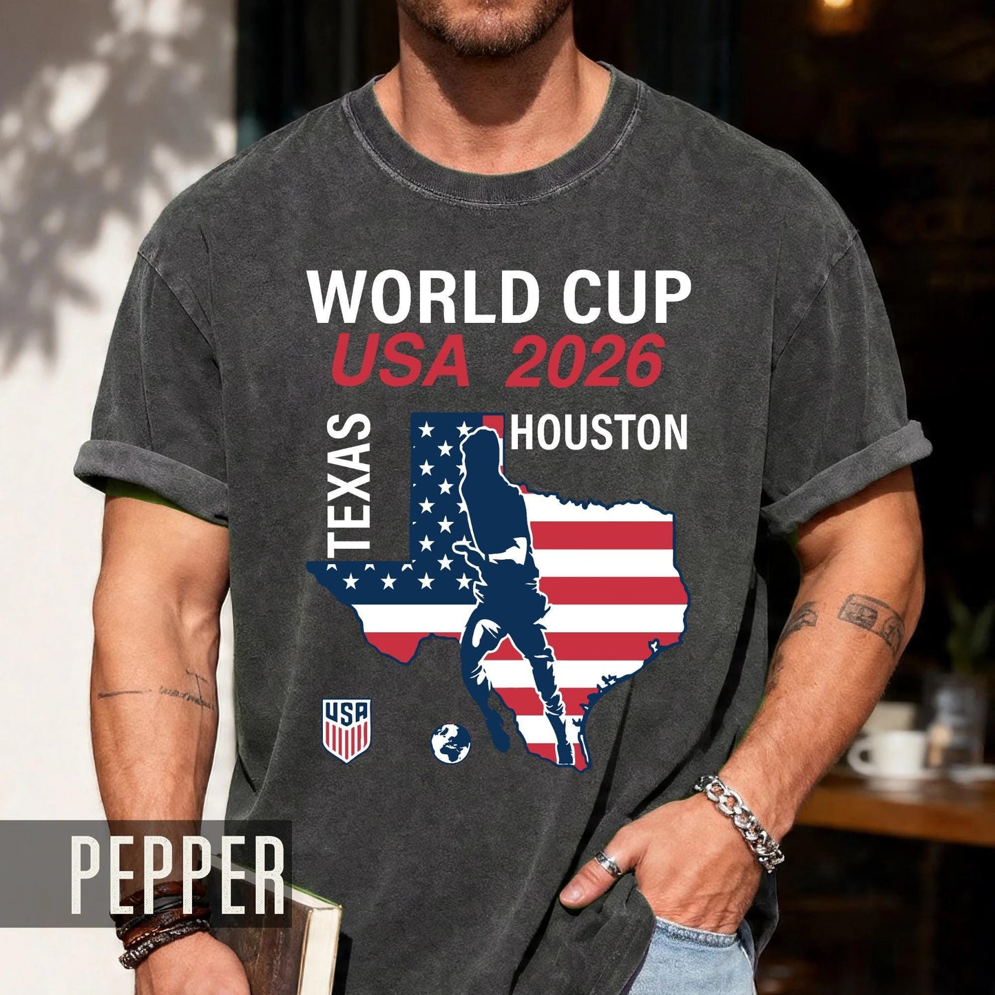 World Cup USA 2026 Houston Texas Map Shirt, Soccer Fan Travel Souvenir Tee