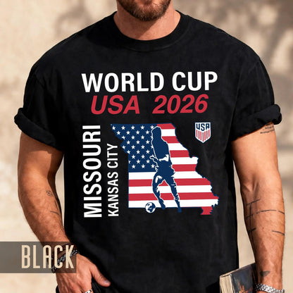 Kansas City Missouri Map World Cup 2026 Souvenir Shirt, USA Host City Soccer Fan Travel Tee