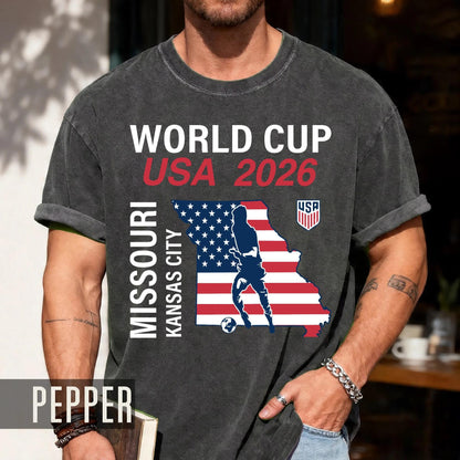 Kansas City Missouri Map World Cup 2026 Souvenir Shirt, USA Host City Soccer Fan Travel Tee