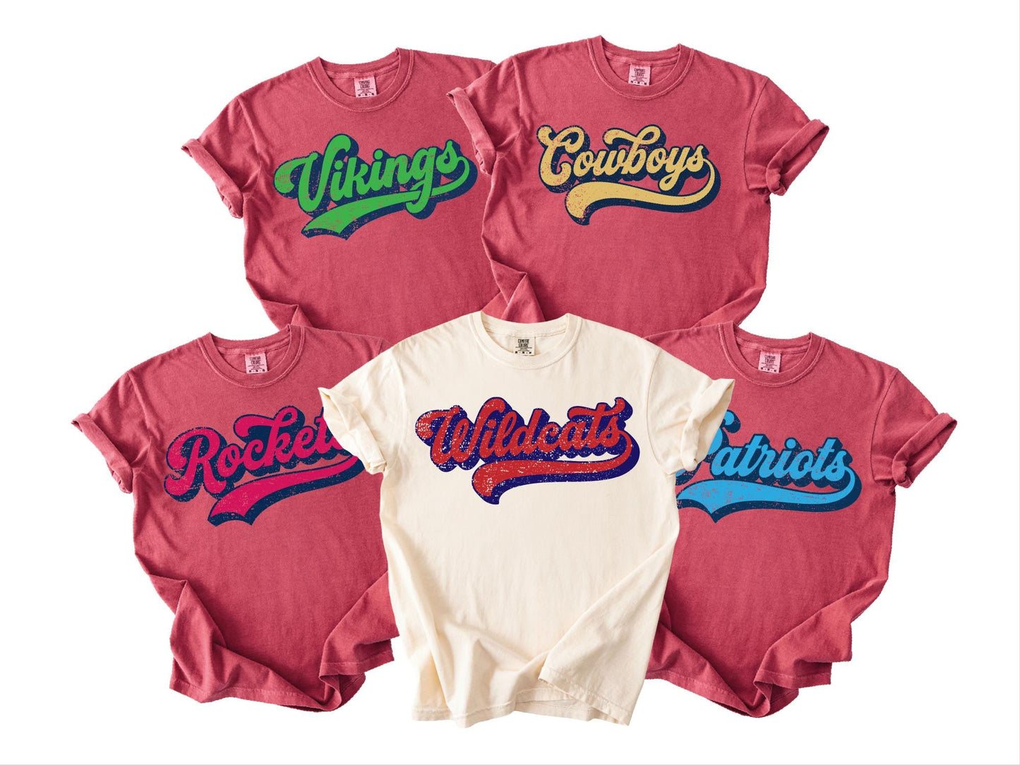 Custom School Mascot Shirt, Retro Script Sports Team Tee, Game Day Tailgate Top