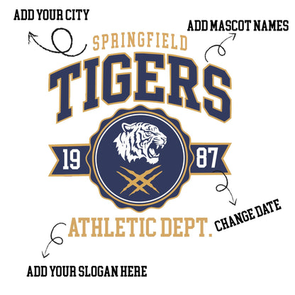 Custom Colors High School Mascot Shirt, Personalized Sports Team Name Game Day Tee