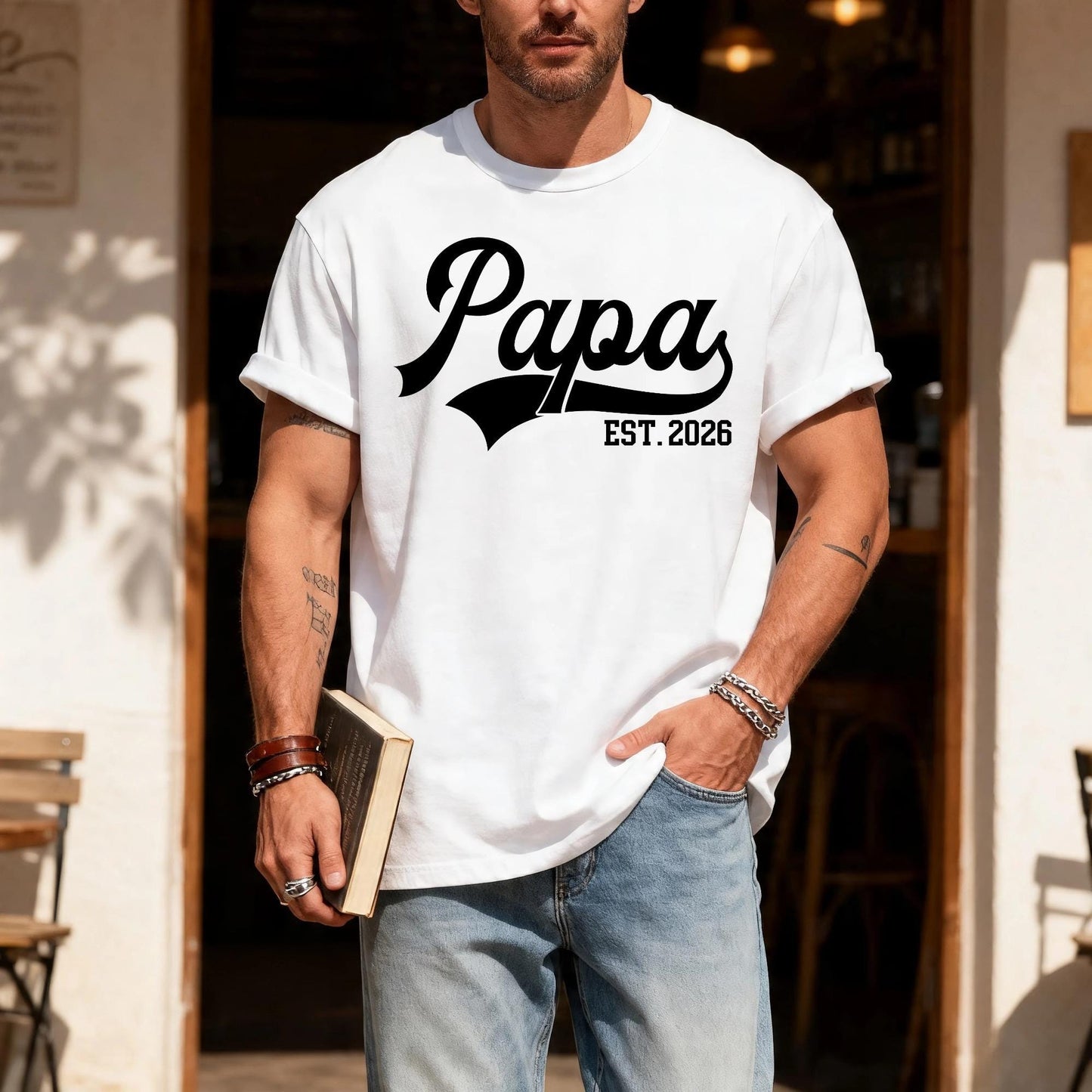 Personalized Papa Est. Year Shirt, Father's Day Gift