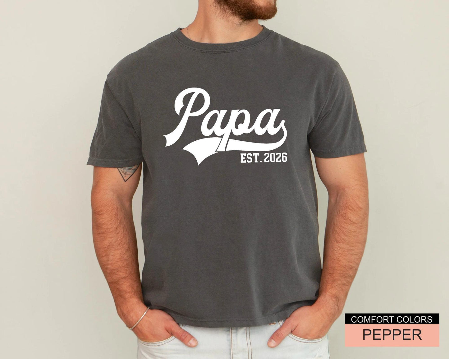 Personalized Papa Est. Year Shirt, Father's Day Gift