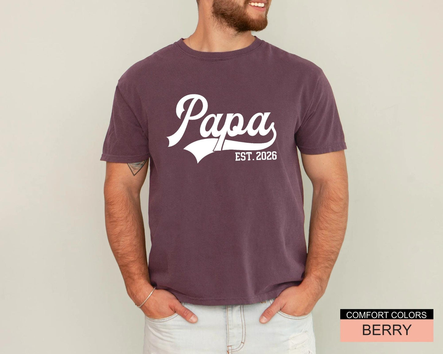 Personalized Papa Est. Year Shirt, Father's Day Gift