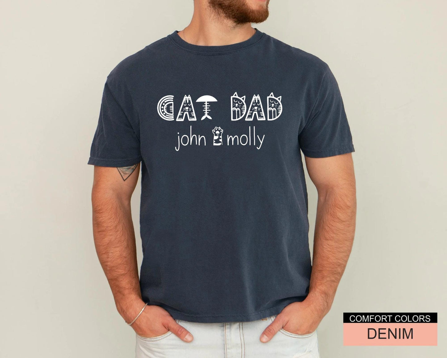 Custom Cat Dad Shirt with Cat Names, Personalized Cat Dad Shirt Gift, Cat Father Present, Cute New Cat Owner Shirt, Best Cat Dad Ever Shirt