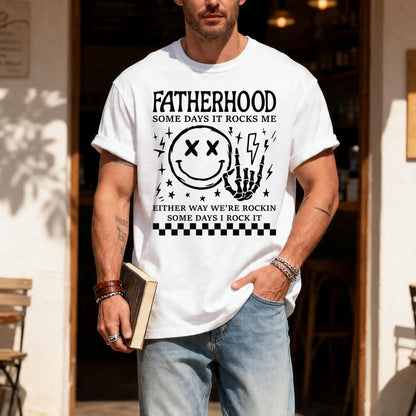 Funny Punk Rock Dad T-Shirt, Skeleton Hand, Father's Day Gift