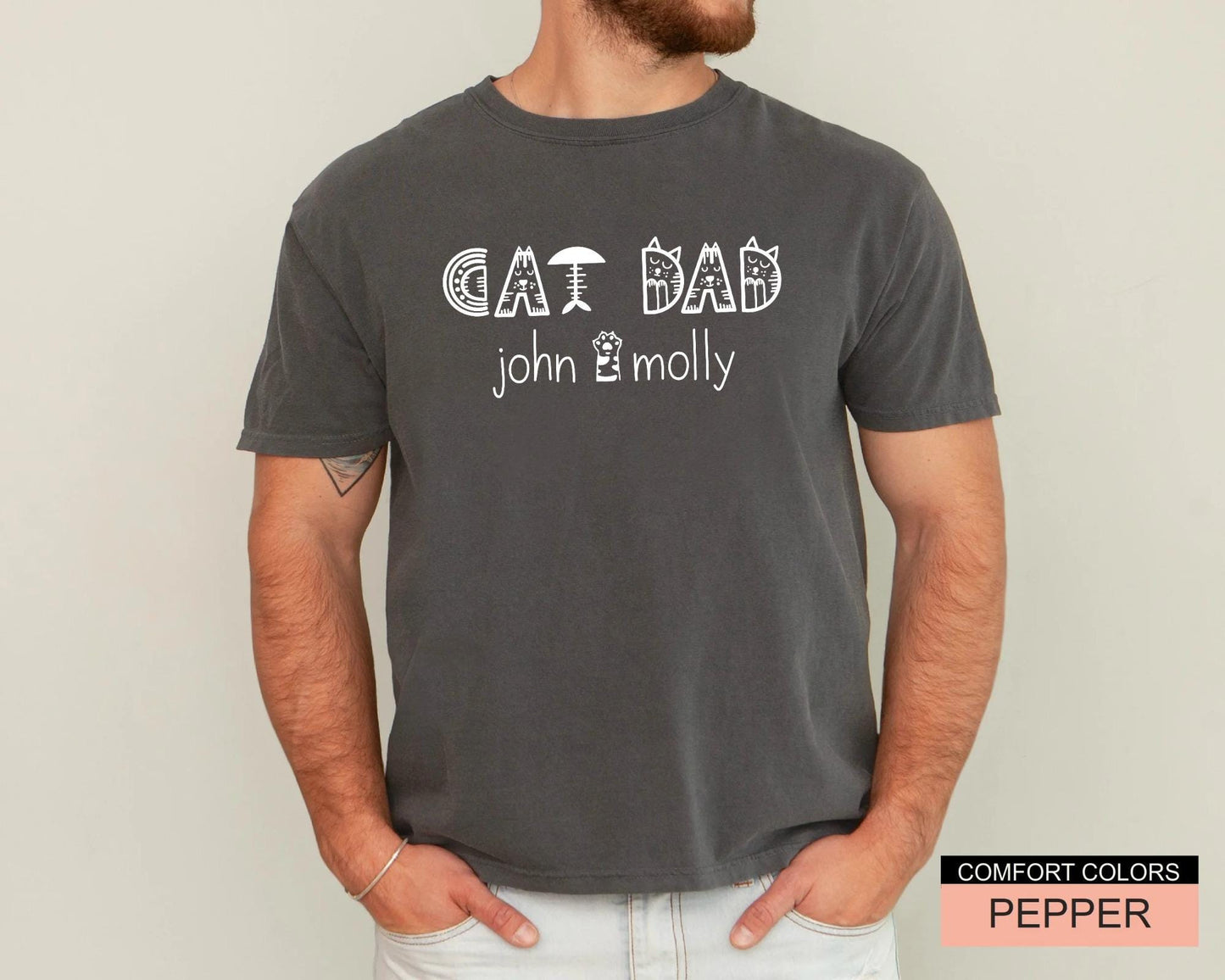 Custom Cat Dad Shirt with Cat Names, Personalized Cat Dad Shirt Gift, Cat Father Present, Cute New Cat Owner Shirt, Best Cat Dad Ever Shirt