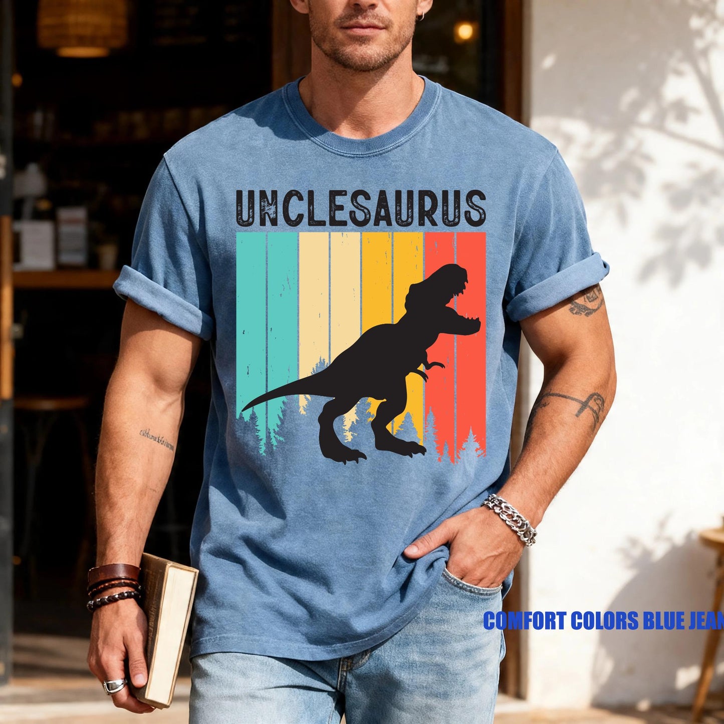 Unclesaurus Dinosaur Shirt for Uncle, Funny Retro T-Rex Uncle Gift, Cool Uncle Shirt for Birthday, Father's Day Baby Announcement Uncle Gift